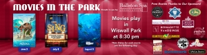 Image of web banner designed and created for Ballston Spa Business and Professional Association's Movies in the Park event.