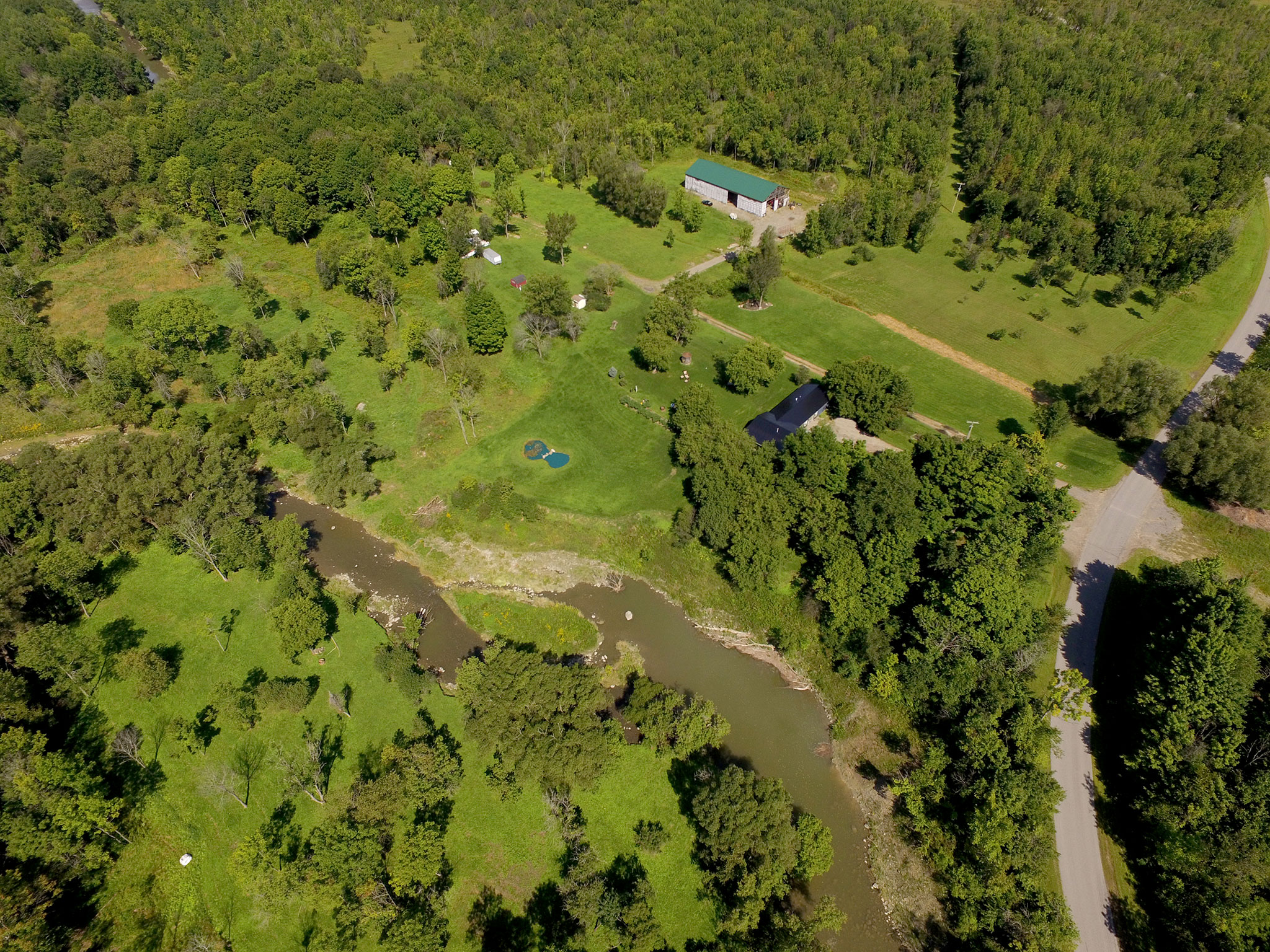 High altitude aerial photo of property in Canajoharie, New York.