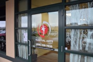 Photo of signage created for Melanders Martial Arts Academy in Glens Falls, New York.